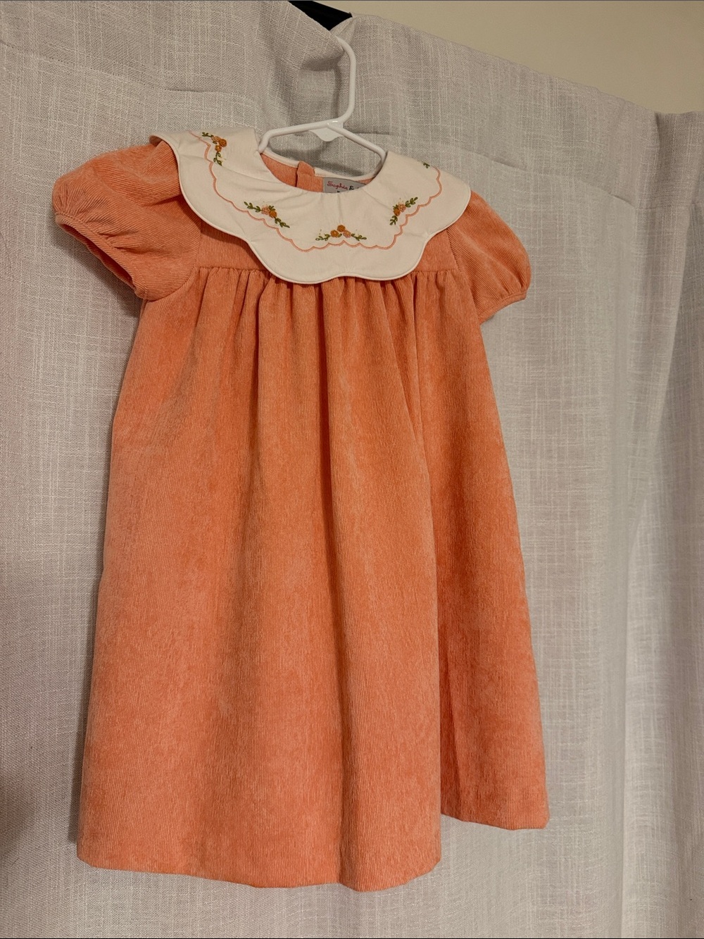Embroidered Collar Orange Girls' Formal Dress